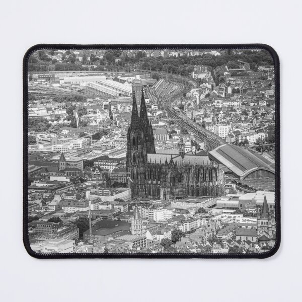 Item preview, Cologne Cathedral from the air - Helicopter aerial view, monochrome designed and sold by jacquesview.