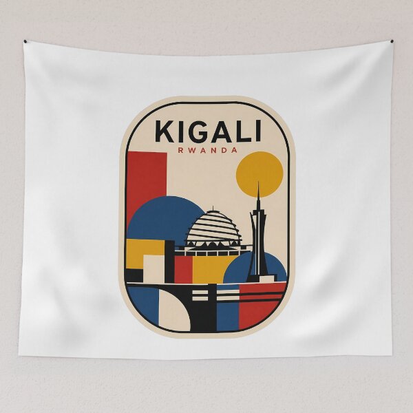 Item preview, Kigali Rwanda Skyline Retro Geometric Travel Art designed and sold by k3rstman1.