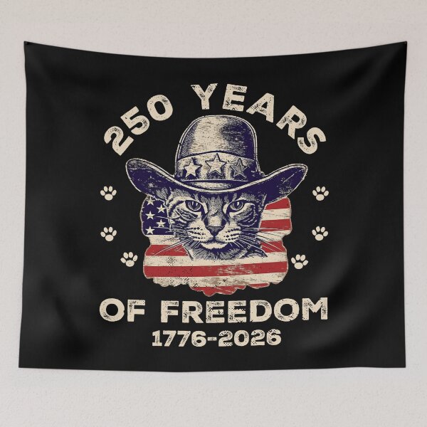 Item preview, Cat Lover Patriotic 250 Years Freedom American Flag 4th designed and sold by SecretDicer.