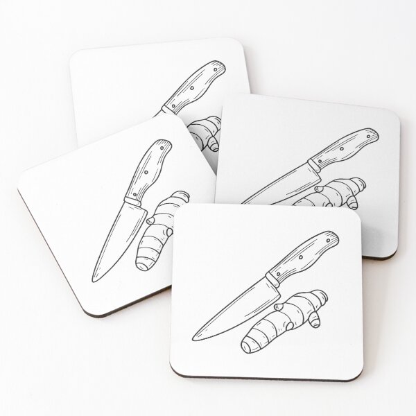 Item preview, Turmeric Root Next to Sharp Knife designed and sold by rasagamastore.
