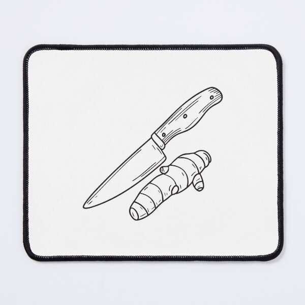 Item preview, Turmeric Root Next to Sharp Knife designed and sold by rasagamastore.
