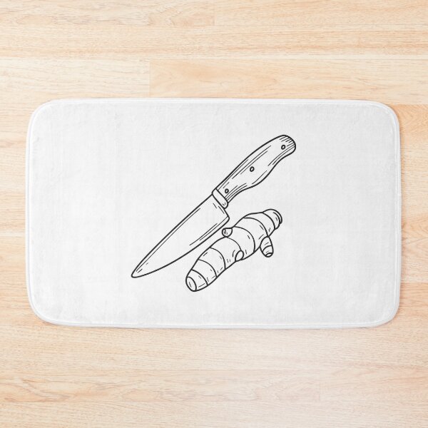 Item preview, Turmeric Root Next to Sharp Knife designed and sold by rasagamastore.
