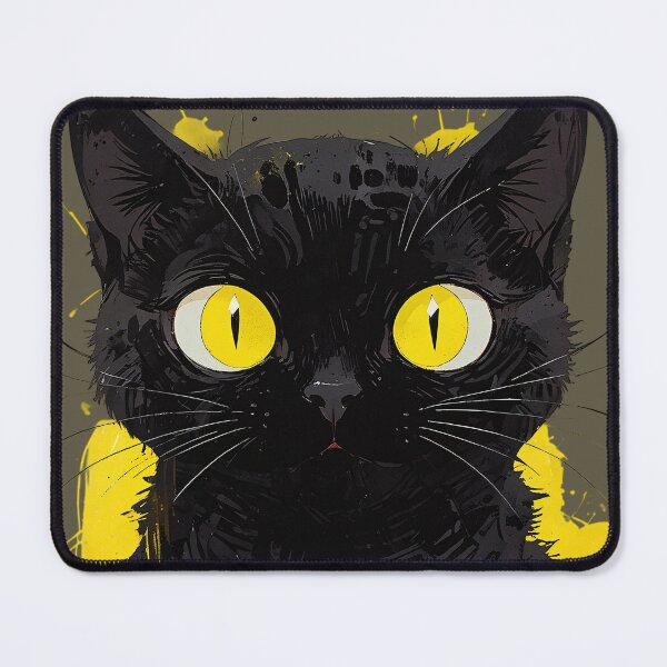 Item preview, Black Cat with Golden Eyes – Gothic Pop Art Feline Illustration designed and sold by KiraChie.