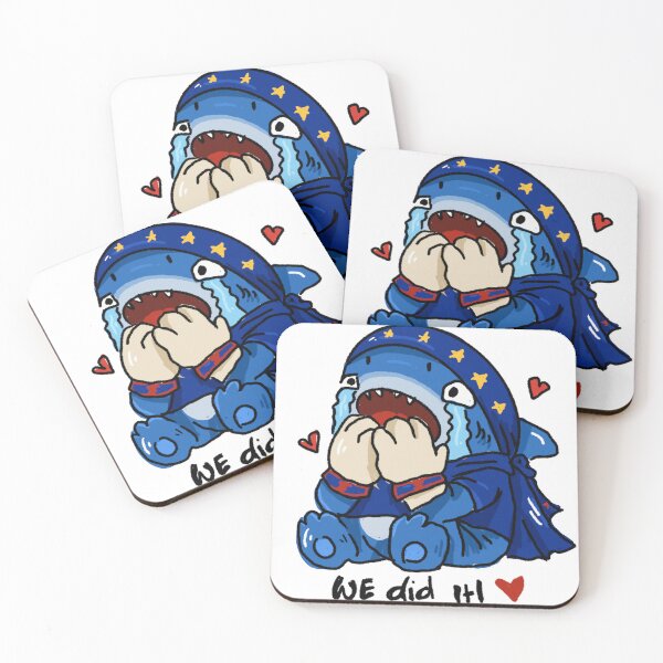 Item preview, Awkward Animal Hat Club – Cape Verde Blue Shark “We Did It!” | Cute Football Fan Sticker designed and sold by chupichapa.