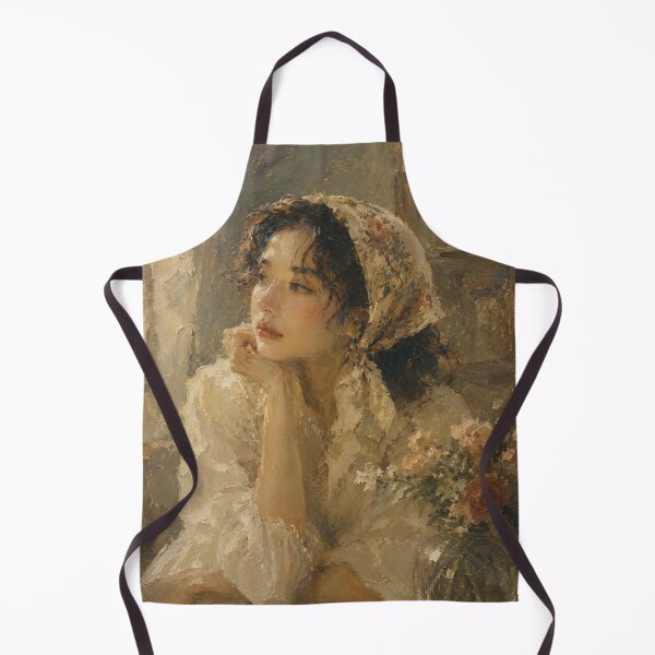 Item preview, Dreaming by the Window – Vintage Oil Portrait designed and sold by RoseCraft Atelier.
