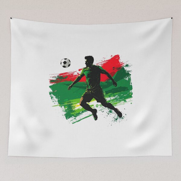 Item preview, Portugal Soccer Player Art — Portuguese Football Flag Action Fan Print designed and sold by icemanphotos.