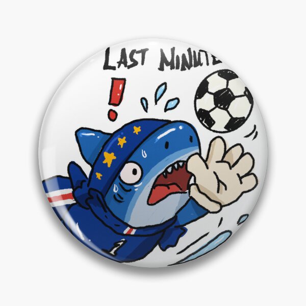 Item preview, Awkward Animal Hat Club – Cape Verde Blue Shark “Last Minute” | Funny Football Save Sticker designed and sold by chupichapa.