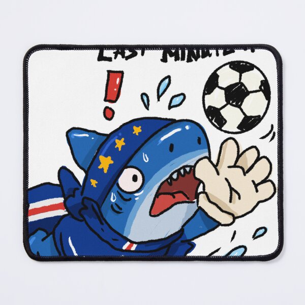 Item preview, Awkward Animal Hat Club – Cape Verde Blue Shark “Last Minute” | Funny Football Save Sticker designed and sold by chupichapa.
