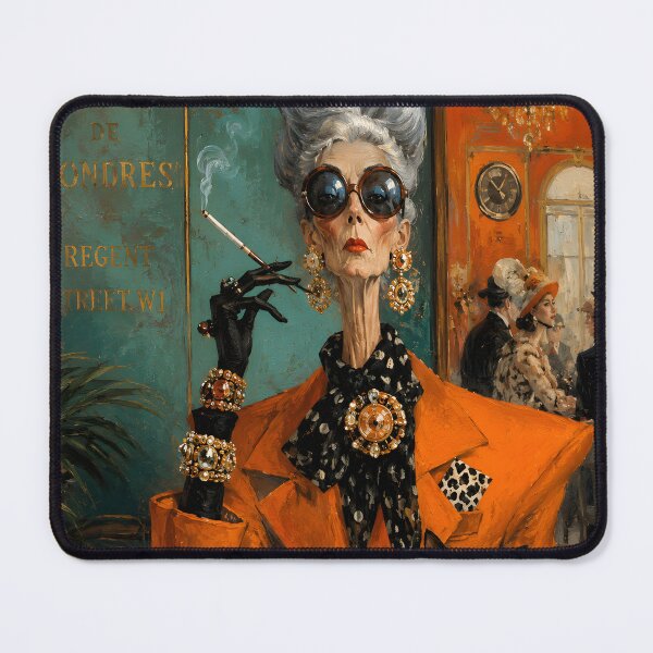 Item preview, Parisian Grand Lady & Cat Café Chic | Luxury Vintage Fashion Art Print designed and sold by Vibranta Studio.