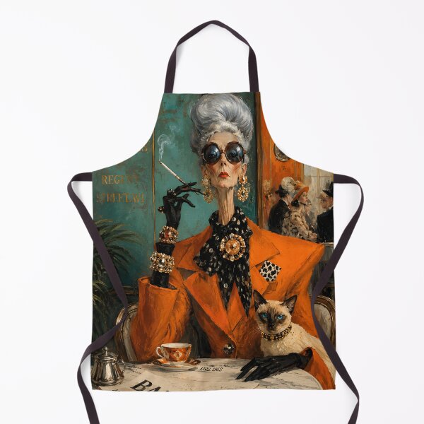 Item preview, Parisian Grand Lady & Cat Café Chic | Luxury Vintage Fashion Art Print designed and sold by Vibranta Studio.