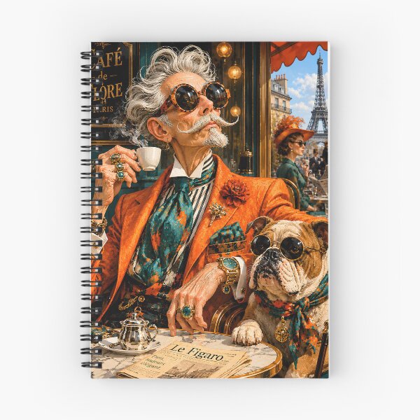 Item preview, Cornelius & Bulldog Café Chic | Luxury Vintage Fashion Art Print designed and sold by Vibranta Studio.