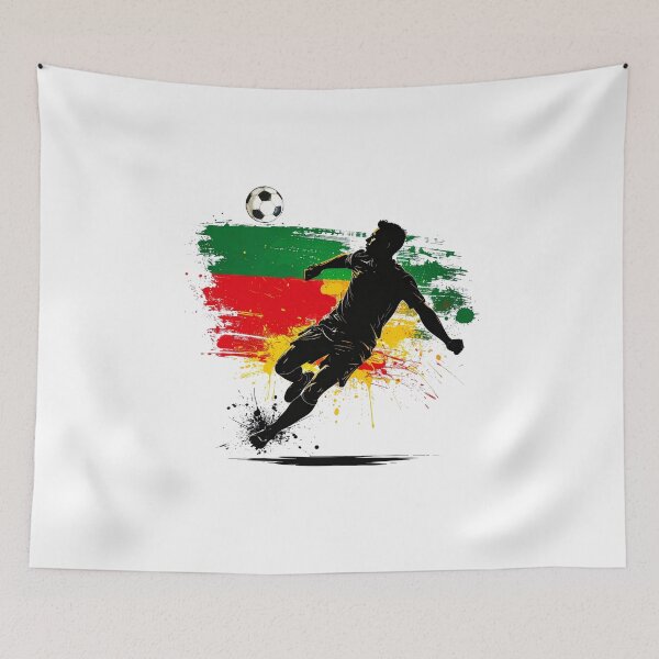 Item preview, Portugal Soccer Player Art — Portuguese Football Flag Action Fan Print designed and sold by icemanphotos.