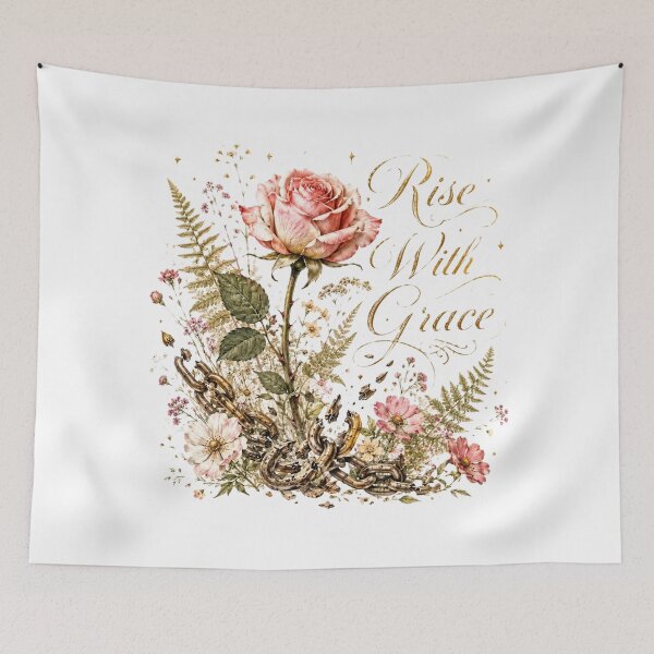 Item preview, Rise With Grace Vintage Rose Botanical Wildflower Design designed and sold by Sharlo Shop.