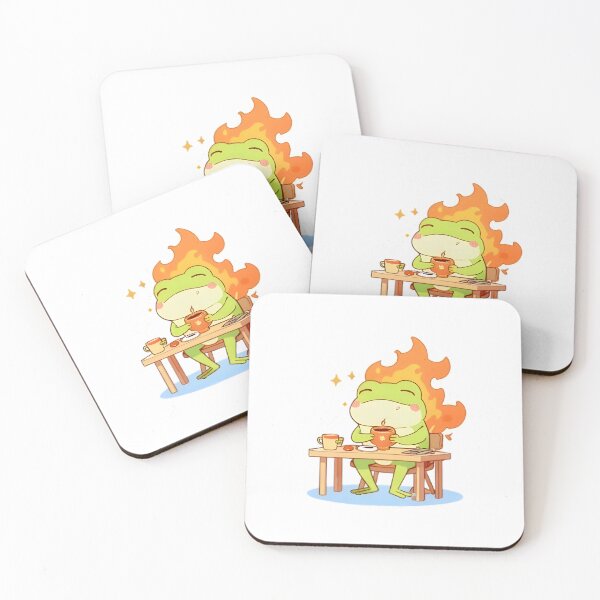 Item preview, This Is Fine Frog — Calm in Chaos Kawaii Sticker designed and sold by tommysworks.