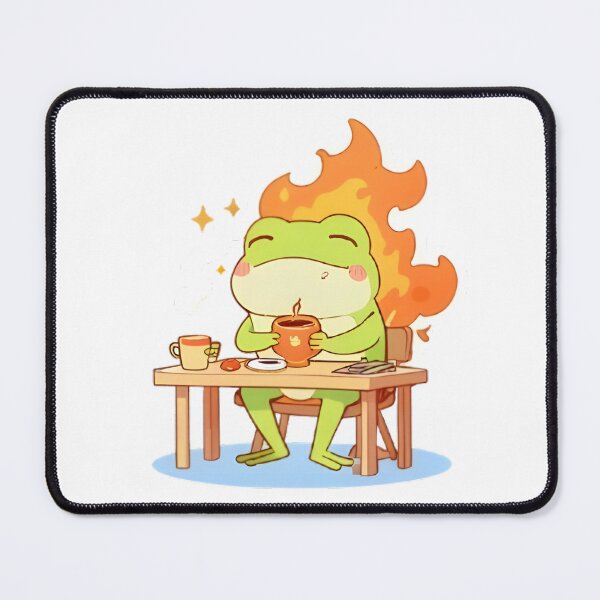 Item preview, This Is Fine Frog — Calm in Chaos Kawaii Sticker designed and sold by tommysworks.