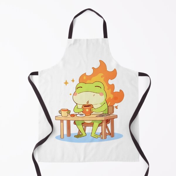 Item preview, This Is Fine Frog — Calm in Chaos Kawaii Sticker designed and sold by tommysworks.