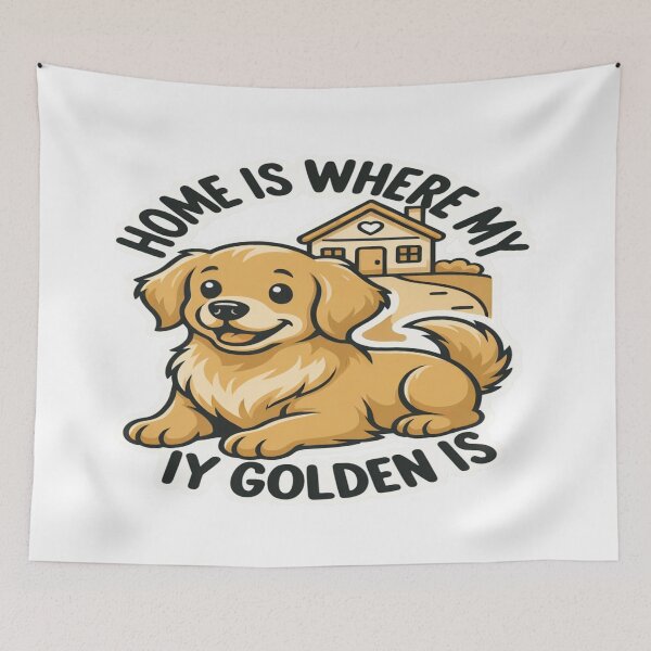 Item preview, Home Is Where My Golden Is Golden Retriever Dog Lover Gift designed and sold by ClaussShop.