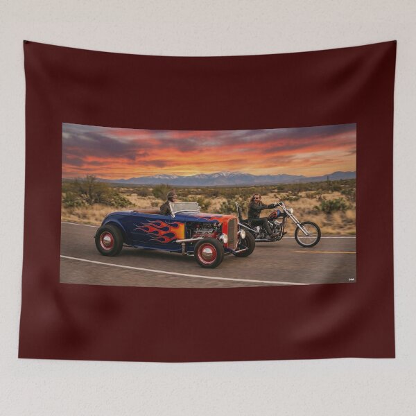 Item preview, HOT ROD AND CHOPPER ON OLD ROUTE 66 designed and sold by VERYOLDROAD BY AXTON BROWNING .