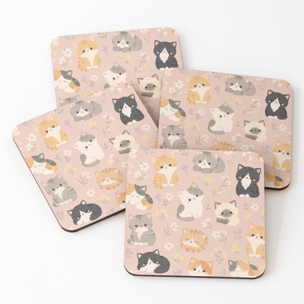 Item preview, Pinky Cute Cat Floral Pastel Pattern designed and sold by Rui Huang.