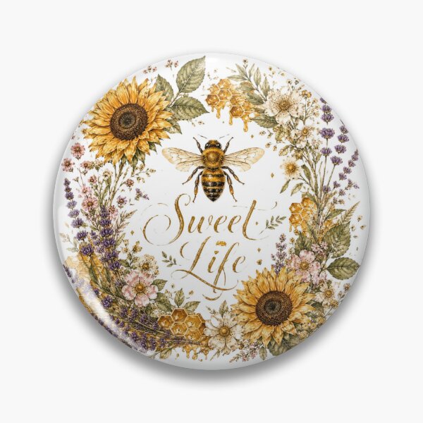 Item preview, Sweet Life – Vintage Bee Wildflower Botanical Cottagecore Art designed and sold by Sharlo Shop.