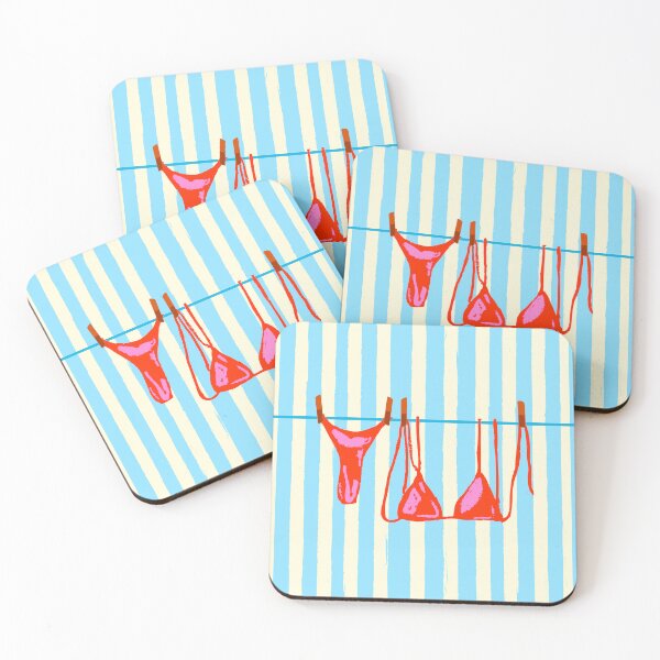 Item preview, Pink Bikini in Blue Stripes Retro Aesthetic Summer designed and sold by MaiZephyr.