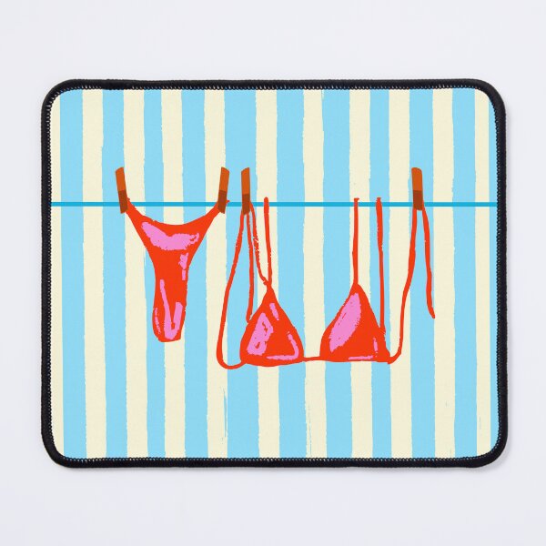 Item preview, Pink Bikini in Blue Stripes Retro Aesthetic Summer designed and sold by MaiZephyr.