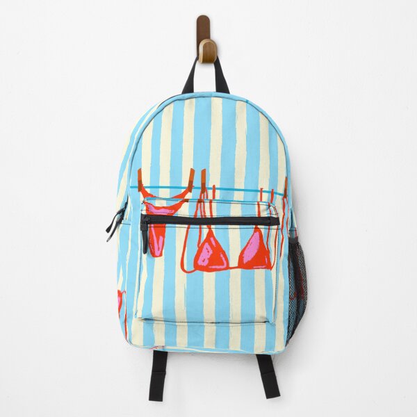 Item preview, Pink Bikini in Blue Stripes Retro Aesthetic Summer designed and sold by MaiZephyr.