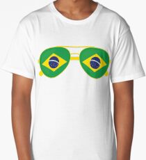 Brazilian Flag Brazil Sunglasses T-Shirt Brazil Flag Tee Long T-Shirt