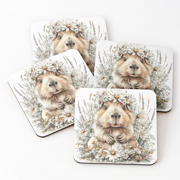 Item preview, Floral capybara designed and sold by Tiny-Love ⭐⭐⭐⭐⭐.