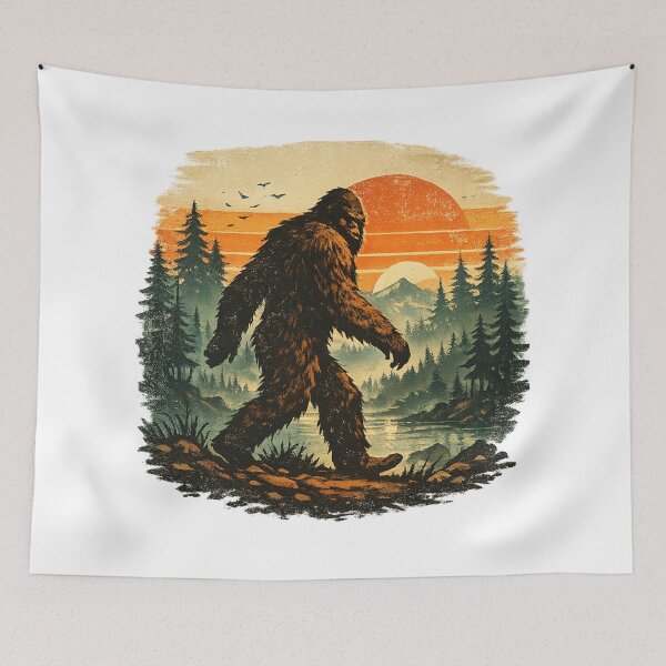 Item preview, Bigfoot Sunset Adventure | Retro Cryptid Forest Design designed and sold by RushVibeWear.