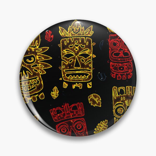 Item preview, Gold and Red tribal Tiki Polynesian mask pattern designed and sold by REDCLASH2002.