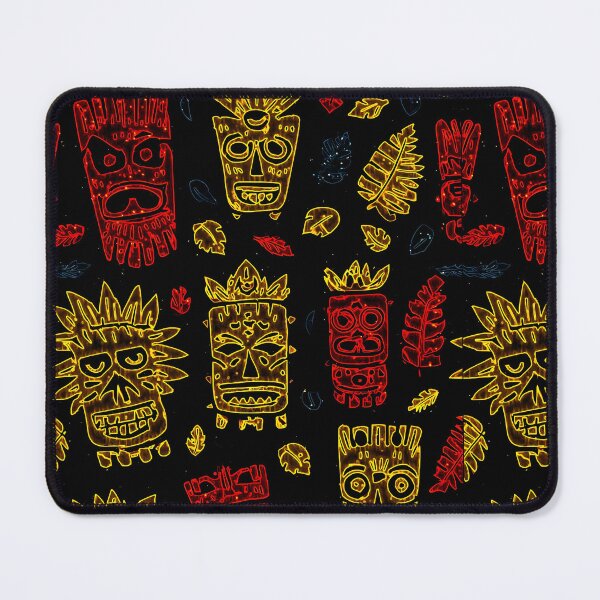 Item preview, Gold and Red tribal Tiki Polynesian mask pattern designed and sold by REDCLASH2002.