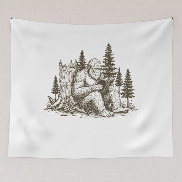 Item preview, Sasquatch Reading Book In Forest designed and sold by SiarheiYur.