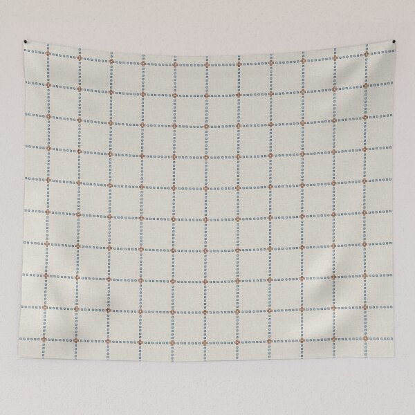 Item preview, Linen Textured Dotted Grid with Cross Squares in Blue and Brown designed and sold by EliveraDesigns.