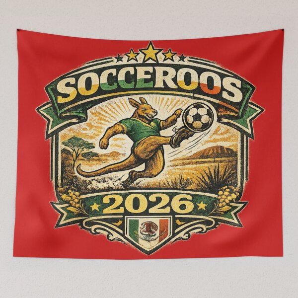 Item preview, Socceroos 2026 Kangaroo Kicking Soccer Ball Australian Football Art | Australia Soccer Fan Gift designed and sold by irfanshikh.