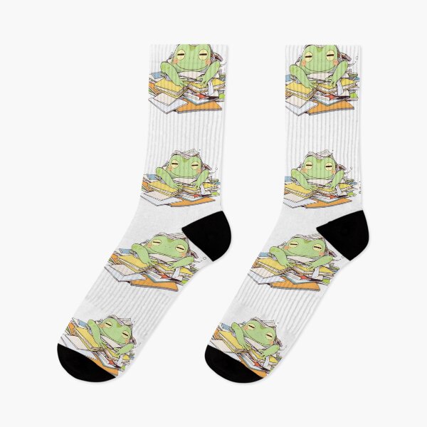 Item preview, Send Help Frog — Overwhelmed Student Kawaii Sticker designed and sold by tommysworks.
