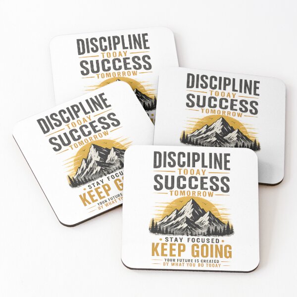 Item preview, Discipline Today Success Tomorrow Motivational Mountain Quote T-Shirt Design designed and sold by Vexora Prints.
