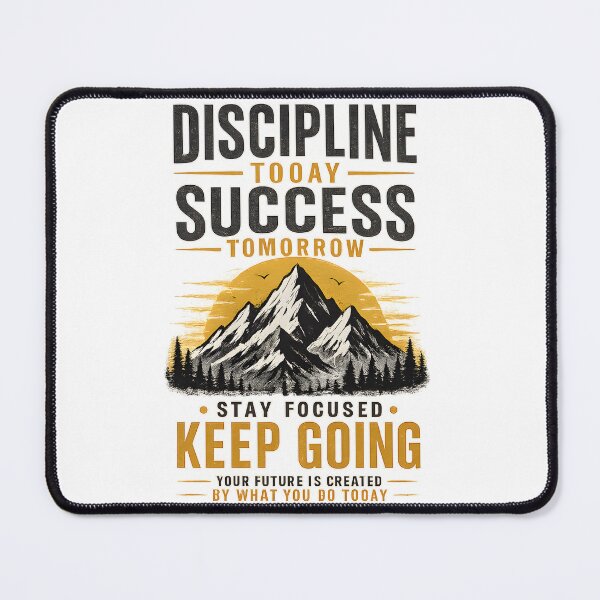 Item preview, Discipline Today Success Tomorrow Motivational Mountain Quote T-Shirt Design designed and sold by Vexora Prints.