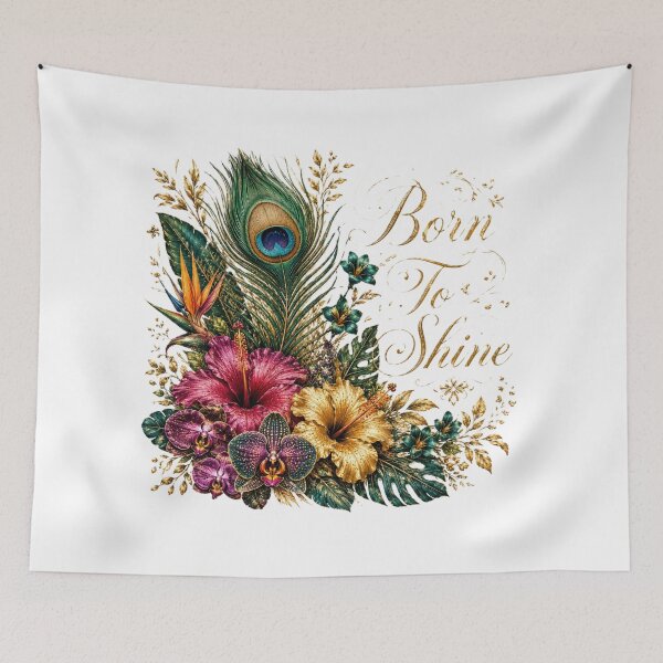 Item preview, Born To Shine – Exotic Peacock Feather Tropical Floral Art designed and sold by Sharlo Shop.