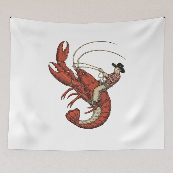 Item preview, Cowboy Riding Giant Lobster Vintage Art designed and sold by SiarheiYur.
