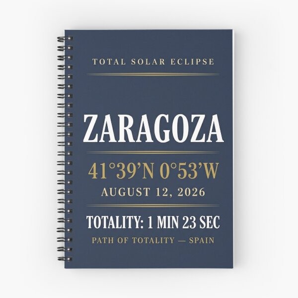 Item preview, Zaragoza Eclipse 2026 Spain Totality Map Art designed and sold by CalmCapy Co.