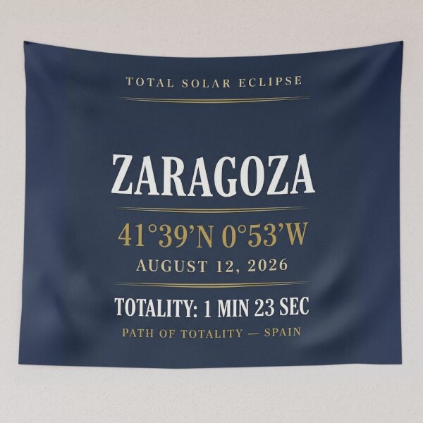 Item preview, Zaragoza Eclipse 2026 Spain Totality Map Art designed and sold by CalmCapy Co.