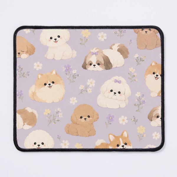 Item preview, Cute Fluffy Dog Floral Pattern designed and sold by Rui Huang.