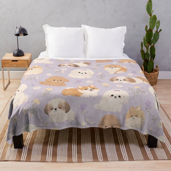Item preview, Cute Fluffy Dog Floral Pattern designed and sold by Rui Huang.