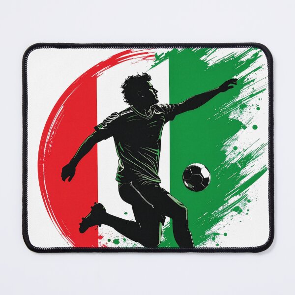 Item preview, Italy Soccer Player Art — Italia Football Flag Action Fan Print designed and sold by icemanphotos.
