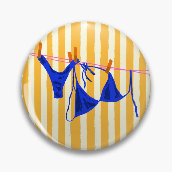 Item preview, Blue Swimsuit in Retro Yellow Stripes Summer Aesthetic designed and sold by MaiZephyr.