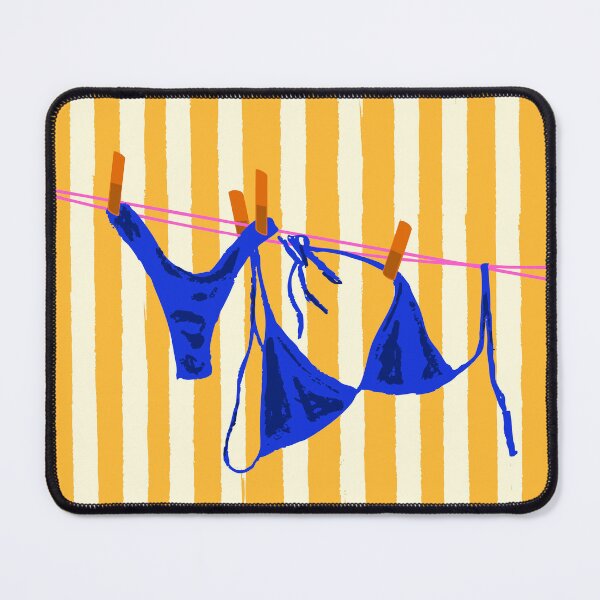 Item preview, Blue Swimsuit in Retro Yellow Stripes Summer Aesthetic designed and sold by MaiZephyr.