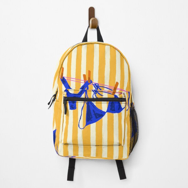 Item preview, Blue Swimsuit in Retro Yellow Stripes Summer Aesthetic designed and sold by MaiZephyr.