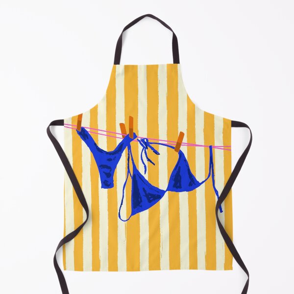 Item preview, Blue Swimsuit in Retro Yellow Stripes Summer Aesthetic designed and sold by MaiZephyr.
