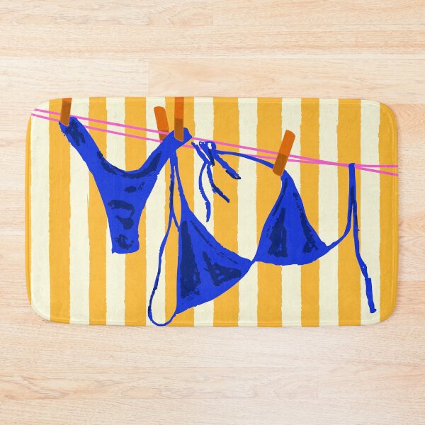 Item preview, Blue Swimsuit in Retro Yellow Stripes Summer Aesthetic designed and sold by MaiZephyr.